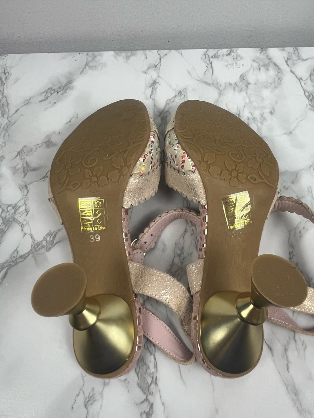 L’artiste pink tan whimsy unique heels size 39 - Picture 9 of 11